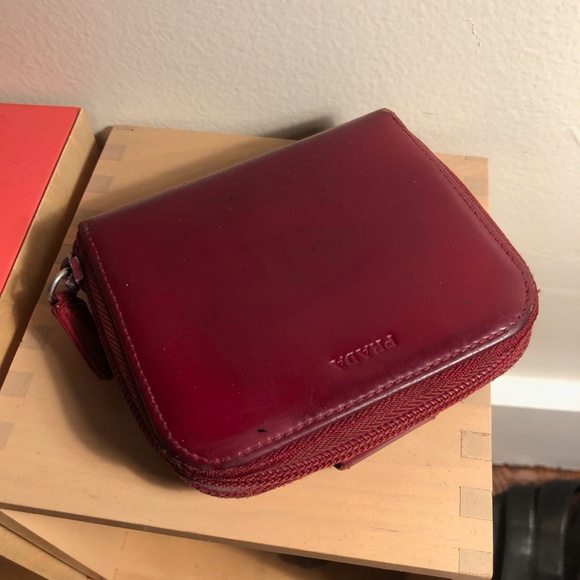 Prada Accessories - Prada dark red leather wallet